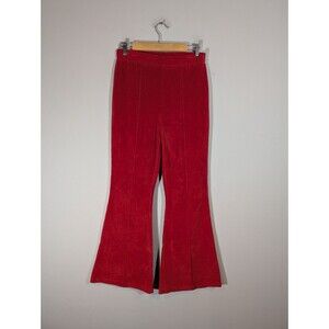 Aerie Women Corduroy Elastic Waist Pull on Flare Red Pants Sz M Boho Punk Hippie